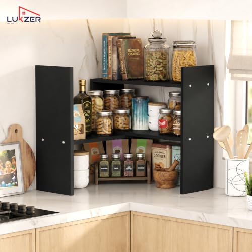 Image of Lukzer MR-011 Black Adjustable 5-Tier Bookshelf | Multi-Functional Storage Rack for Living Room, Bedroom, Home, Office & Kitchen|Engineered Wood Bookcase|121x61x24cm| DIY Bookshelves | Made in India