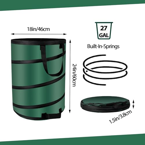Image of 27 Gallons Pop Up Outdoor Camping Trash Can Recycle Bin Leaf Bags | Collapsible Outdoor Garbage Can, Durable 600D Waterproof Oxford Fabric Made Reusable Yard Waste Bag Lawn Bags(18x24In)