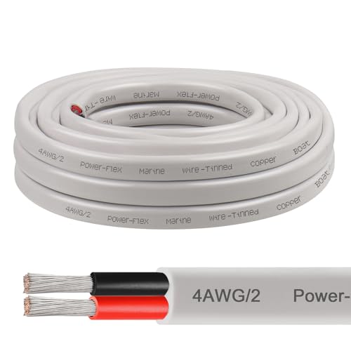 4 Gauge Marine Wire 10FT 4 AWG Tinned Copper Oxygen-Free Boat Cable Duplex Waterproof & Corrosion Resistant for Automotive RV Solar LED Outdoor Use