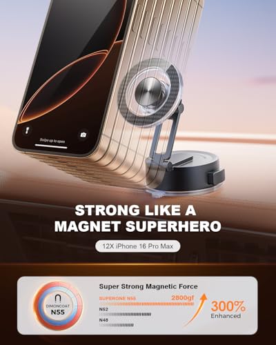 360° Magnetic MagSafe Car Phone Mount w/ Suction Cup & Vent Clip - image 8