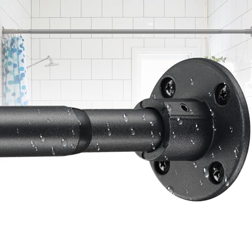Barre à rideau 70-230cm, Barre de Tension Extensible Barre de Rideau de Douche Noir Mat pour Salle de Bain, Fenêtre, Penderie