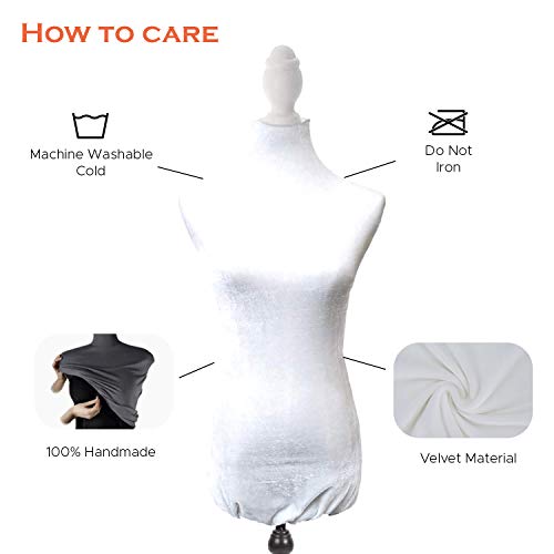 Navadeal White Superb Velvet Mannequin Fabric Cover,100% Handmade Soft Stretchy, For Fashion Designer Retail Boutique Store Dressmaker Form Dummy Model Display Fitting Styling, Mannequin Not Included #TOP5