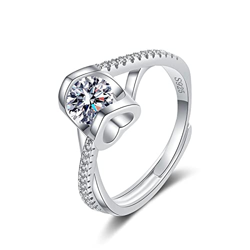Bague réglable moissanite cœur argent, le cadeau de mariage fantaisie parfait