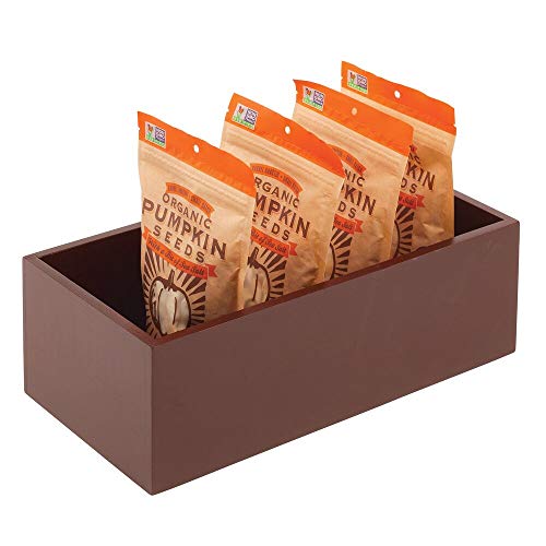 mDesign Caja de bambú de almacenaje – Organizador de cocina de madera de bambú ecológica – Caja para infusiones rectangular para el armario de la cocina, los cajones o la despensa – marrón café