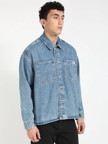 Image of Solid Relaxed Fit Cotton Jacket