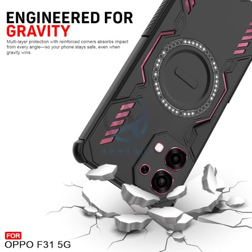 Image of AESTMO Back Case Cover for Oppo F31 / F33 5G | Magnetic Case with Built-in Metal Ring | Compatible with MagSafe Accessories | Shockproof Hybrid (PC + TPU, Black)