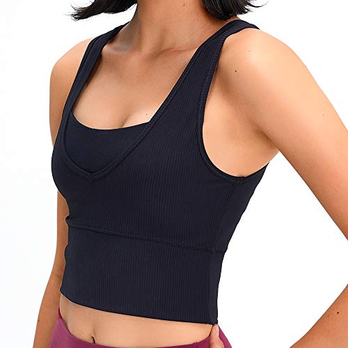 Workout Tank Tops for Women Gym Cropped Tank Top Active Sleeveless Shirts for Tennis Golf Running Fitness Yoga, Black, 4