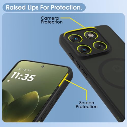 Image of Amazon Basics Back Cover for Motorola Moto Edge 70 5G Compatible with Mag-Safe Smoke Back | Shockproof Design | Hard Transparent Back Case (Black Smoke Mag-Safe)
