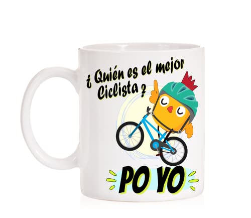 FUNNY CUP Taza ¿ Quién es el mejor ciclista? Po Yo Taza divertida para los amantes del ciclismo que salen en grupetas Ciclismo MTB montanbike descenso carretera triatlon