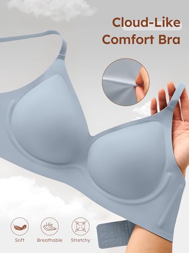 Image of Wireless Jelly Bras for Women No Underwire - S-2XL Seamless Padded T-Shirt Bralette with Support, Comfortable Everyday Bra