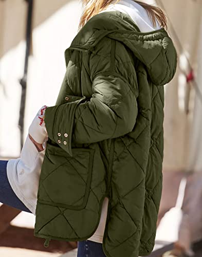 Dyexces Womens Quilted Puffer Jacket Hooded Long Sleeve Zip Up Winter Coat Lightweight Warm Jackets with Pockets2