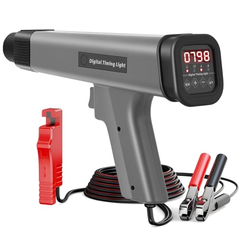 Digital Timing Light, 12V Engine Timing Strobe Light, LED Display Automotive Ignition Timing Light, Inductive Petrol Engine Timing Gun, Repair Tool for Car Motorcycle Marine