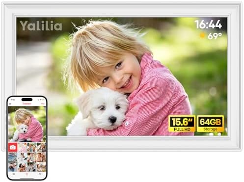 64GB FRAMEO 15,6 Zoll Digitaler Bilderrahmen - 1920 * 1080P FHD IPS Touchscreen Digitale Bilderrahmen, Auto Rotation Elektronischer Fotorahmen, Teilen Sie Fotos/Videos Sofort