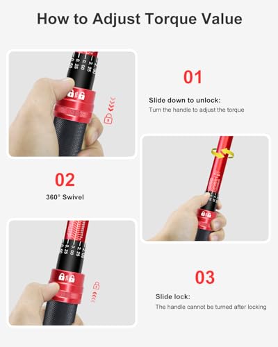 Image of ATsafepro Torque Wrench Set-1 /4 20-240 in-LB, 3 /8 inch 5-50 ft-lb,1 /2 inch 10-170 ft-lb with 3 Socket Adapters,±3% Accuracy, Dual Scale, 72-Tooth, Dual-Direction for Car, Bike, Motorcycle Repair Maintenance