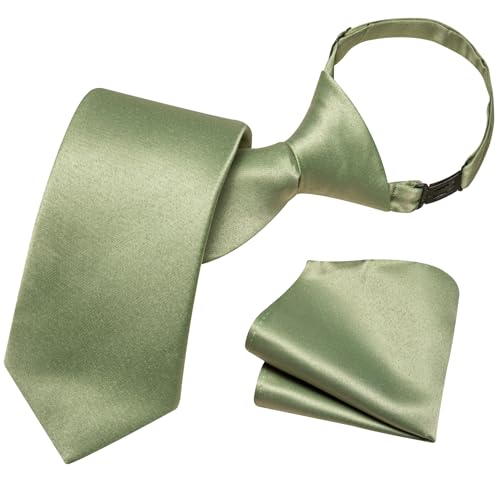 Image of Barry.Wang Boys Ties Pre-Tied Satin Solid Color Kids Tie Pocket Square Set Adjustable Formal Necktie Graduation School