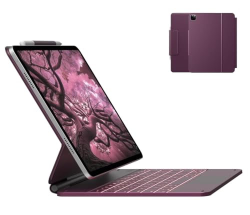 Image of typecase Edge for iPad Air 13 (M4 /M3 /M2, 2026 /2025 /2024) & Pro 12.9 (6th /5th /4th /3rd) with 11-Color Backlit, Precision Trackpad, Magic Floating Keyboard (NOT FIT to Pro 13 (M5 /M4) -Raspberry'26