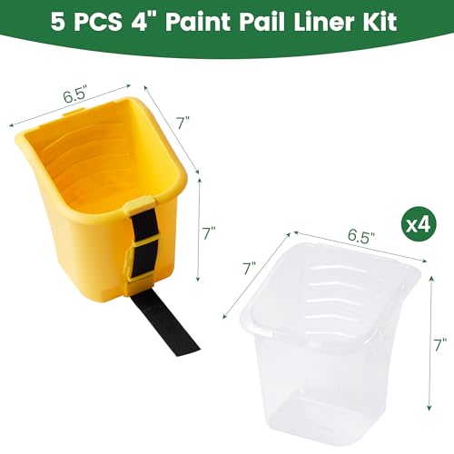 Image of voomey 4 inch Paint Bucket Hand Held, 5 Pack, Paint Cups, Paint Pail Liner, for Touch-ups, Crafts, and Coating Projects