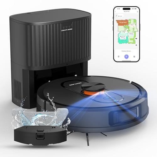 Robot Vacuum and Mop with LiDAR Navigation, 5000Pa Robot Vacuum Cleaner with Self-Emptying, 90-Day...