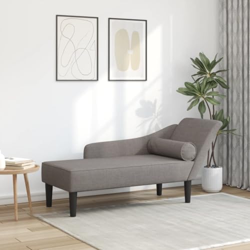 Canditree Chaise Longue Méridienne Côté Droit en Tissu, Fauteuil Relax Canapé Méridienne avec Accoudoir pour Salon, Appartement (Taupe)