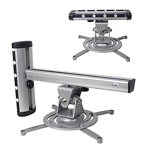 Universal Projector Ceiling Mount Wall Hanging Mount 2-In-1 Projector Hanger Holder For Most Epson Optoma Benq Viewsonic Lcd/Dlp Projector,Adjustable,Swivel,Loading 55Lbs,Silver #TOP25