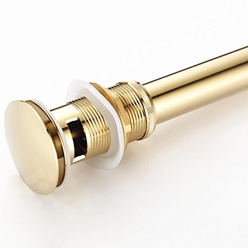 Tapón de desagüe emergente con rebosadero para Grifo de Lavabo de baño Tuqiu MY-PD001 (Dorado)