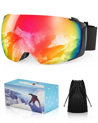 Coolpub Ski Goggles, Frameless OTG Magnetic Flip up Snow Snowboard Goggles for Women Men,Anti Fog UV...