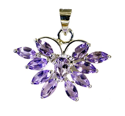 Bijoux améthyste argent femmes pendentif ethnique violet pierres RIYO
