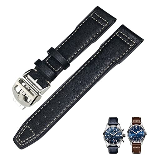 Bracelet de montre de luxe en cuir véritable compatible IWC Spitfire et Portofino
