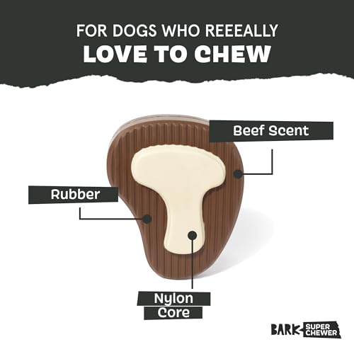 Bark Dog Toy Super Chewer Tough Dog Chew Beef Scented Rubber, Smoke Scented Nylon - Image 2