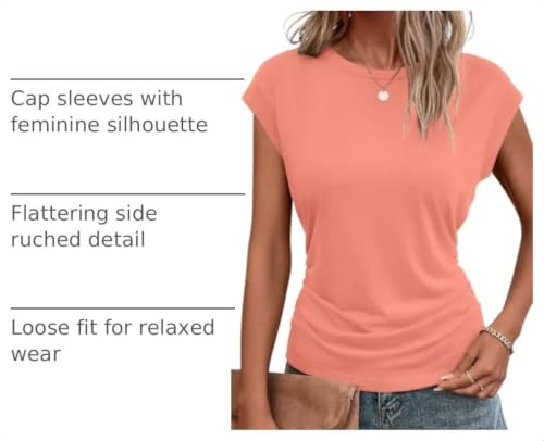 Image of Bliwov Womens Summer Tops Cap Sleeve Crew Neck Casual T Shirts
