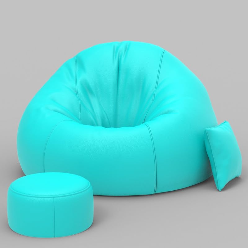 Image of Biggie Bean Bag 7XL Bean Bag Chair with Beans Filled - The Classics Bean Bag Sofa - Combo Set-Styled for Elegance with Free Cushion & Footrest (Matching Color : Yfuro Teal)