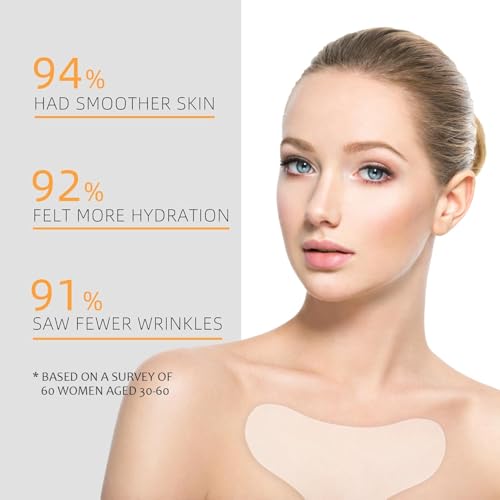 GETPUNA Chest Wrinkle Patches 2 Pack, Reusable Premium Silicone Chest Pads for Décolleté & Cleavage, Anti Wrinkle Anti Aging Overnight, Skin-Friendly Smoothing Lines Wrinkles Pads for Side Sleepers