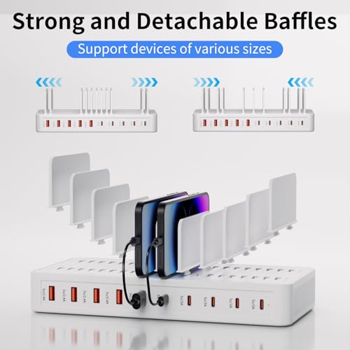 60W Charging Station for Multiple Devices, 10-Port USB Fast Charger - image 6