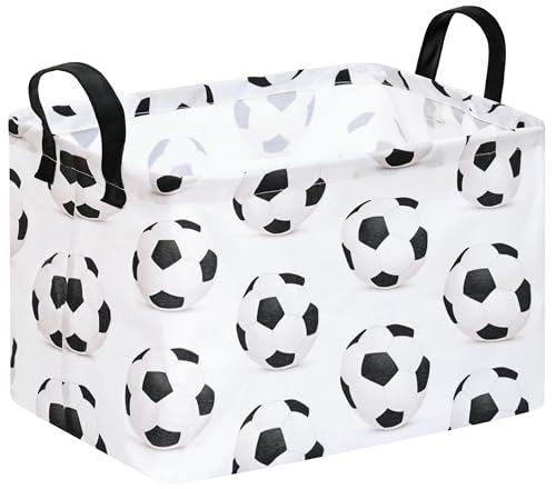 Image of Rectangle Soccer Football Storage Basket | Gift Storage, Home Shelf Organizer Box, Clothes Laundry Hamper, Nursery Basket, With Handles