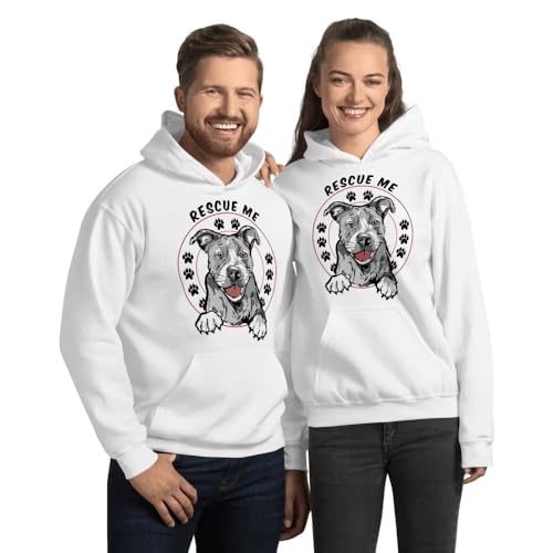 Rescue Me Dog Graphic Hoodie White Sweatshirt