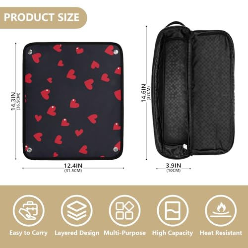 Bolso de viaje para herramientas de cabello rojo y negro miniatura 4