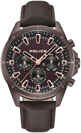 Police Chronograph Gents Watch with Genuine Leather Strap (Brown