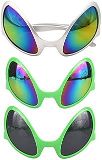 Lezevn 3 Pieces Alien Glasses Alien Costume Sunglasses for Halloween Christmas Alien Party Favors Accessories