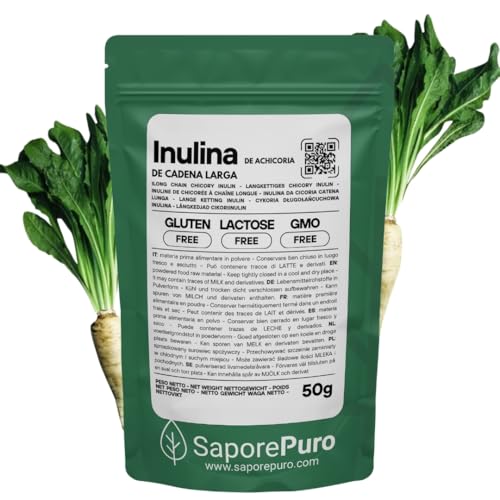 SaporePuro INULINA en polvo 50 g - CADENA LARGA - Fibra vegetal prebiótica de raíces de achicoria