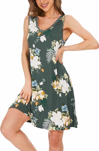 Image of GYS Cooling Bamboo Viscose Nightgowns for Women, Lightweight Sleeveless V Neck Sleep Shirt for Hot Sleepers, Soft Night dress