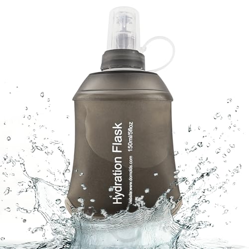 FR Soft Flask - Botella de agua suave plegable, botella de agua para correr para paquetes de hidratación, botella de agua plegable para correr y senderismo (gris, 150 ml)
