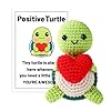 Positive turtle with heart valentine s day crochet mini knitted turtle with positive message card positive crochet animal cute crochet gift for home office decoration valentine gift  urban country home decor