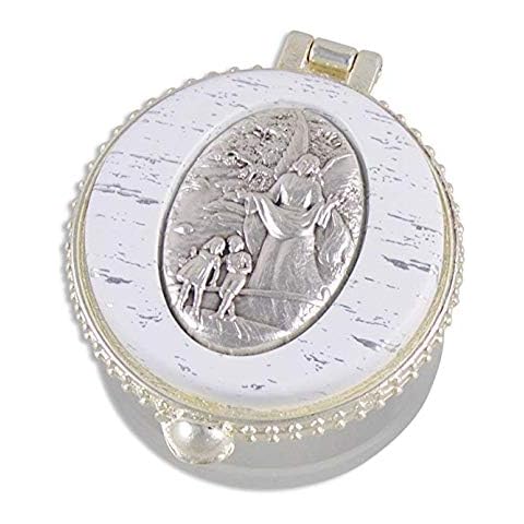 k.a Zur ersten heiligen Kommunion, zur Taufe, zur Hochzeit, Rosenkranz Rosary,Schimmernde Perlen im hochwertigen Schutzengel Schmuckdöschen Cover