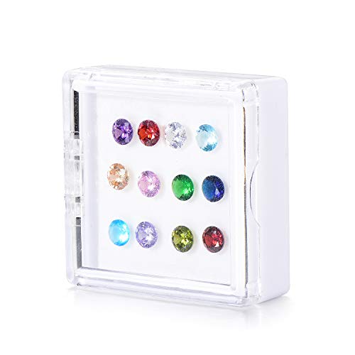 EVERLEAD 12Pcs 5mm Crystal Birthstones Charms for Floating Charm Living Memory Lockets with Storage Box (Birthstones 12)