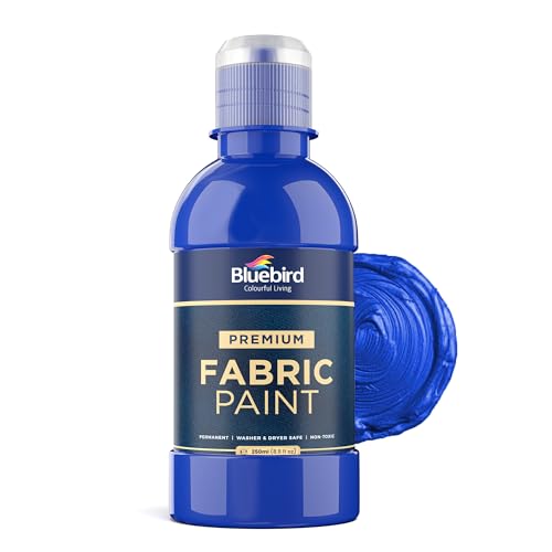Image of BLUEBIRD Fabric Paint, Pthalo Blue, 8.5 Fl Oz, Permanent Fabric Paints for Clothes, Furniture Upholstery