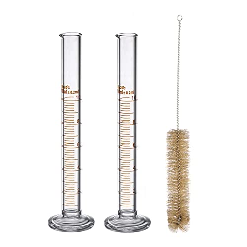 Glass Graduated Cylinder Set Thick Measuring Cylinders 10 Ml With Brush (2Pcs) #TOP18