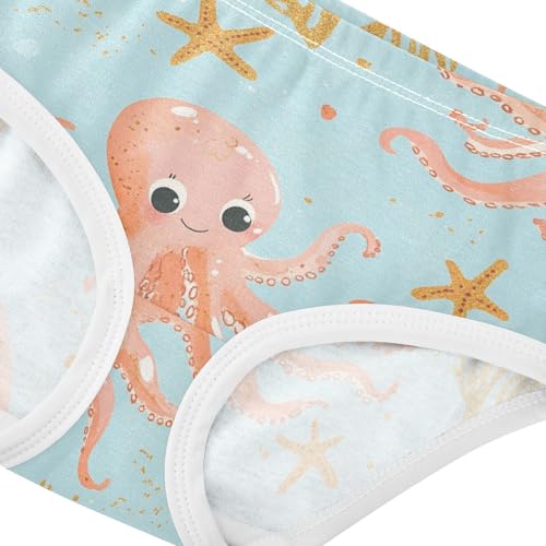 Wusikd Octopuses Girls' Underwear Cotton Cute Girls Briefs Soft Toddler Underwear 2T4