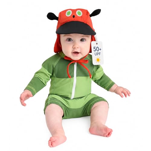 Image of Cuddle Club UPF 50+ Baby Sunsuit with Sun Hat for Newborns, Infants & Toddlers, Sun Protection Rashguard & Swimsuit