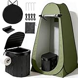 災害用 簡易トイレ セット 防災 備蓄品 【テント+携帯用トイレ+ゴミ袋】 防臭 軽量 コンパクト 収納バッグ付き アウトドア キャンプ 登山 にも最適 (Green)