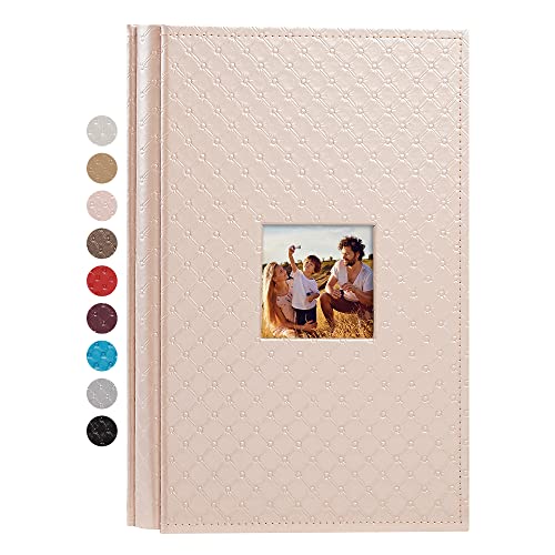 Mublalbum Small Photo Album 4x6, 300 Pockets, Leather Cover, Pink